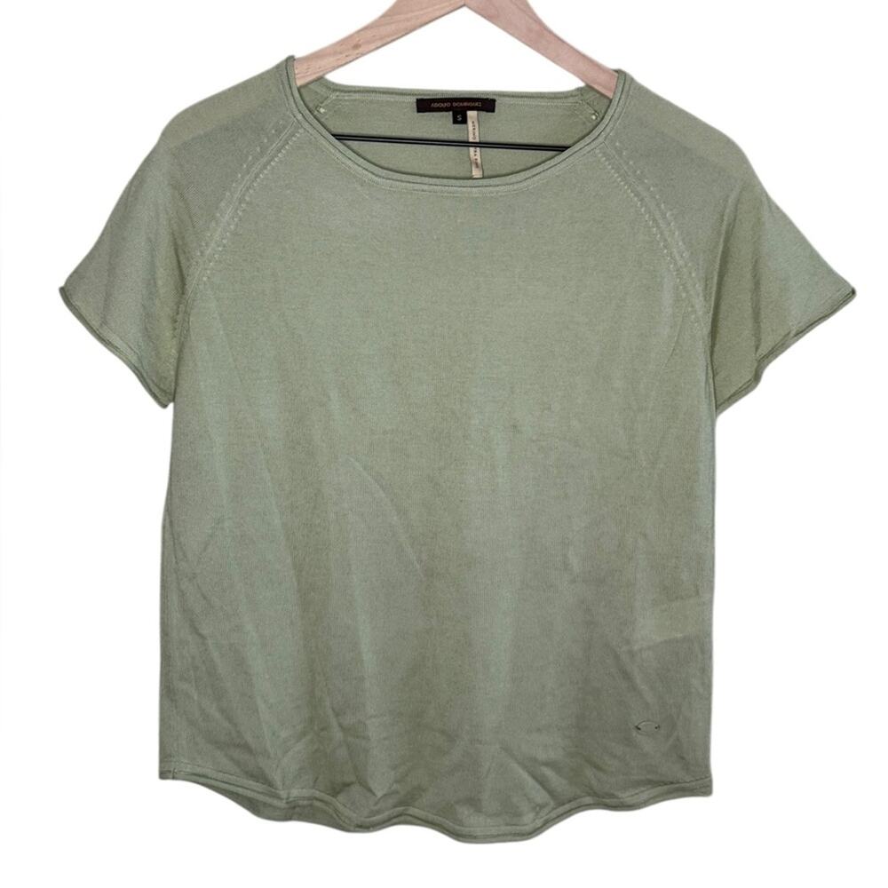Adolfo Dominguez Women’s Sz Small Green Short Sleeve Top Merino Wool